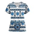 thumbnail image 2 of Blusa de manga corta con cuello en V para mujer, blusa de bolsillo con estampado de uniforme de trabajo OAVQHLG3B Store lin121212, 2 of 4
