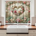 thumbnail image 3 of Ambesonne Floral Heart Kitchen Curtains, Tender Medieval Garden, 55"x36", Laurel Green and Pink, 3 of 3