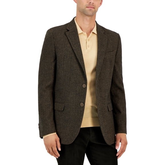 Nautica Men's Modern-Fit Solid Herringbone Tweed Sport Coat (36S, Brown)