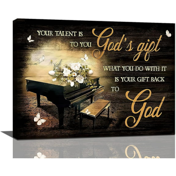 Vintage Piano Music Decor Wall Art You Talent Is God‘s Gift Instrument Musical Pictures DecorMusician Gift Canvas Painting Prints Artwork Decorationfor Music Room Bedroom 20"x16"