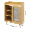 thumbnail image 4 of 3-Tier Wood Grain Storage Cabinet - 27.6" Modern Kitchen Organizer with Acrylic Sliding Doors, Log Color, 4 of 14