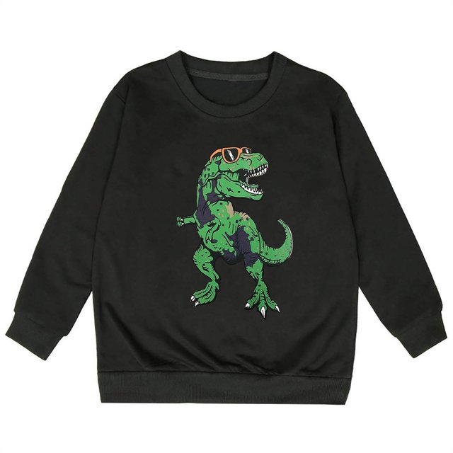 Daznico Chandails à Capuche et Chandails en Molleton pour Filles, Chandail en Molleton à Manches Longues Sans Capuche à Col Rond Imprimé Mignon pour Enfants, Taille 7-8 Ans