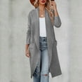 thumbnail image 4 of Womens Casual Long Sleeve Draped Open Front Knit Pockets Long Cardigan Jackets Sweater, 4 of 5
