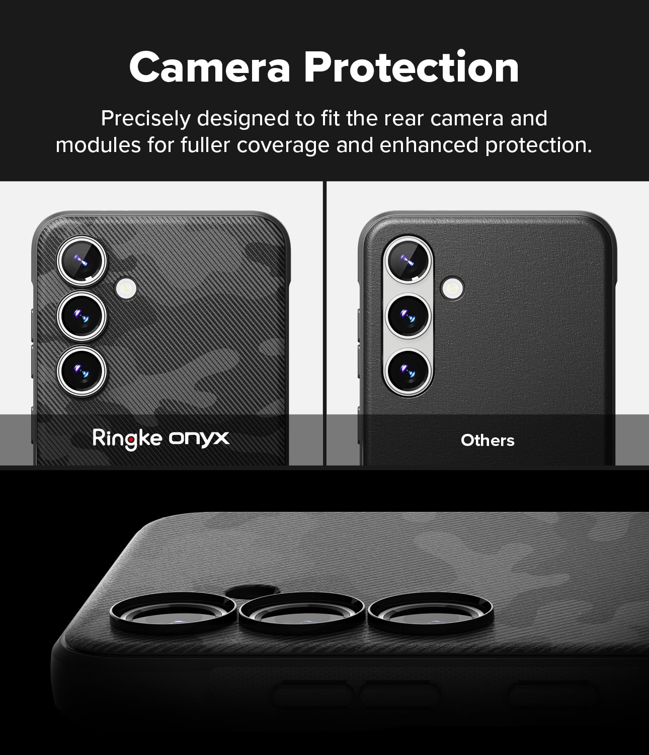 Ringke Onyx for Samsung Galaxy S24 FE Case, Firm Grip Non-Slip Unique Texture Flexible Durable TPU Phone Cover - Camo Black