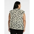 thumbnail image 3 of Terra & Sky Women's Plus Size Flutter Sleeve Blouse, Sizes 0X-5X, 3 of 5