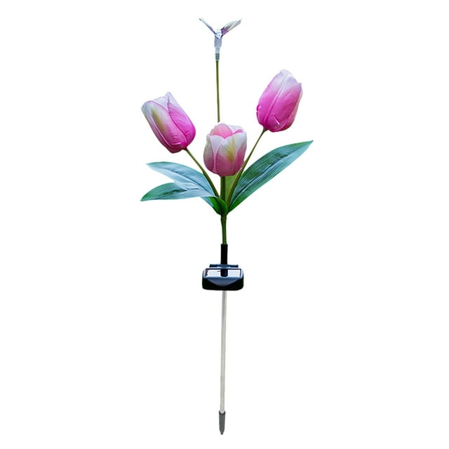 Fiudx Lámpara de Jardín con Tulipanes, Carga Automática, Panel Impermeable Ip55, Diseño de Alambre de Hierro Flexible, Decoración Exterior, Iluminación de Caminos de Jardín, Fácil Instalación, Juego