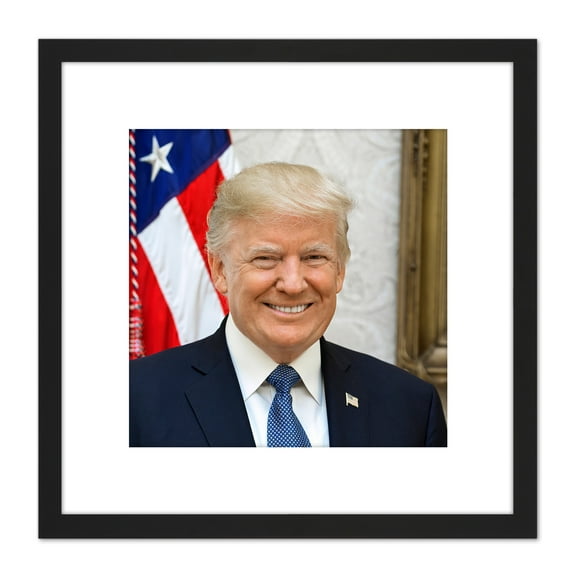 Craighead Portrait US President Donald Trump Photo 8X8 Inch Square Wooden Framed Wall Art Print Picture with Mount