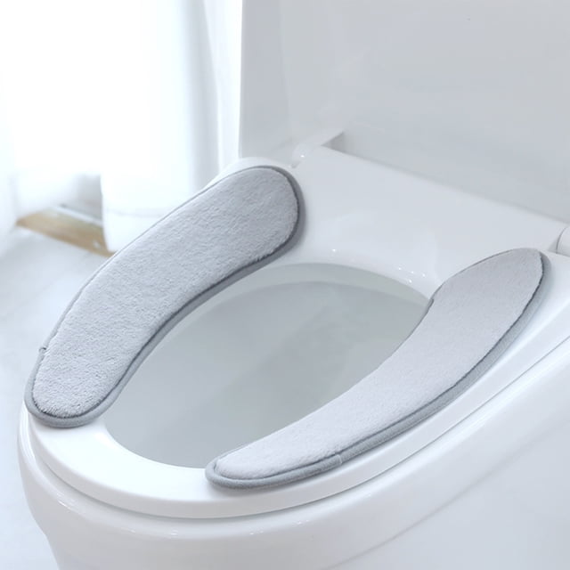 Great Value, Rabais Spécial, Coussin de Siège de Toilette en Peluche Épaissi Carestorng avec Adhésif, Lavable et Réutilisable pour le Confort et la Protection contre la Pluie / 95 % Polyester + 5 % spandex, Gris, Akmoler