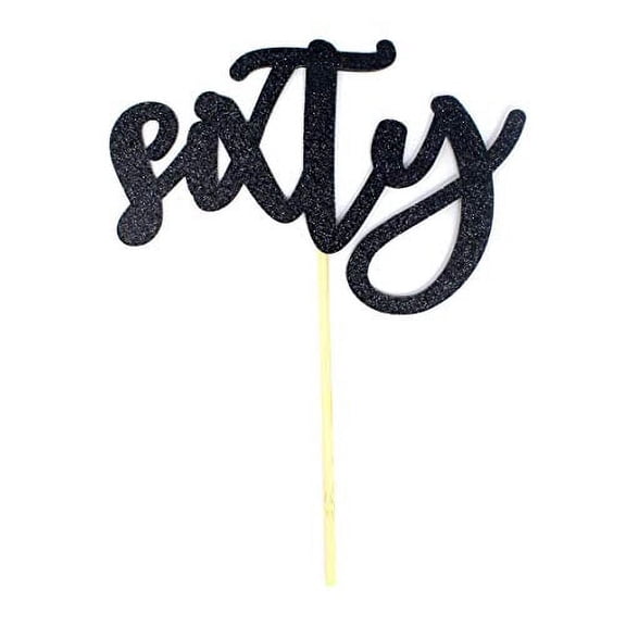 All About Details Sixty Cake Topper, 1pc, 60th birthday, 60th anniversary, party decor (Black)