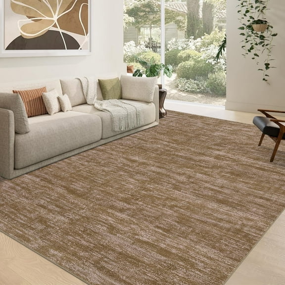 Garvee 5'x7' Solid Area Rug, Machine Washable Rug Indoor Carpet Non-Slip Low-Pile Modern Area Rug for Living Room Bedroom Office, Camel