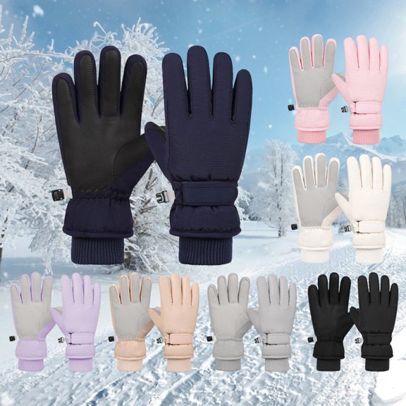 Kids Ski Mitten Toddler Winter Waterproof Snow Gloves Unisex Cold Weather Warm Mittens for Girls Boys Grey 9 Y-10 Y