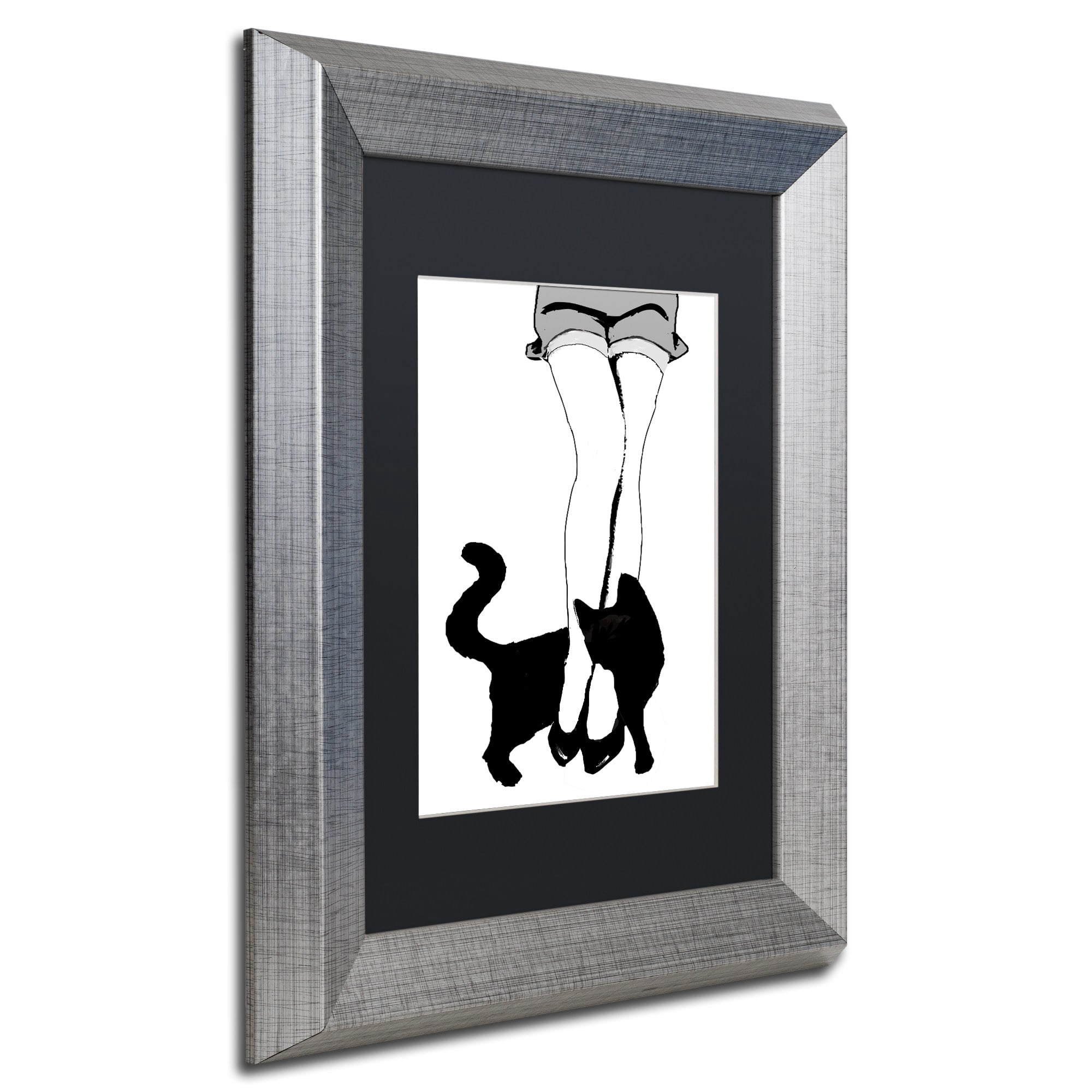 Trademark Fine Art "Black Cat" Canvas Art by Color Bakery Black Matte, Silver Frame