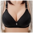 thumbnail image 2 of PEASKJP Padded Bra for Women Full Coverage Lace Plus Size Compression Unlined Bras with Underwire, Black 42, 2 of 4