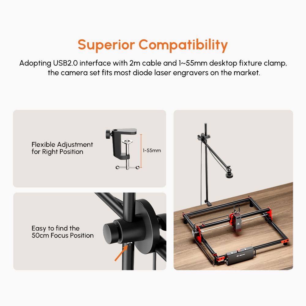 Algo Lightburn Camera for Engraver, 550*800mm Photography Area Engraver Camera, Smart Camera for Engraving Machine Support Multitask Operation, Video Record, Precise Positioning, Work Preview