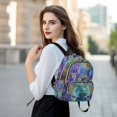 thumbnail image 6 of JIALIOU Mini Backpack Purse for Women Quilted Casual Daypack Small Travel Shoulder Bag, Irises Flower in Vase, 6 of 7