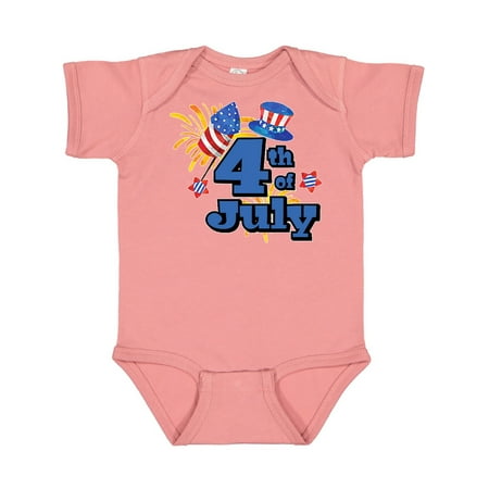 

Inktastic 4th of July with Stars Hat and Fireworks Gift Baby Boy or Baby Girl Bodysuit