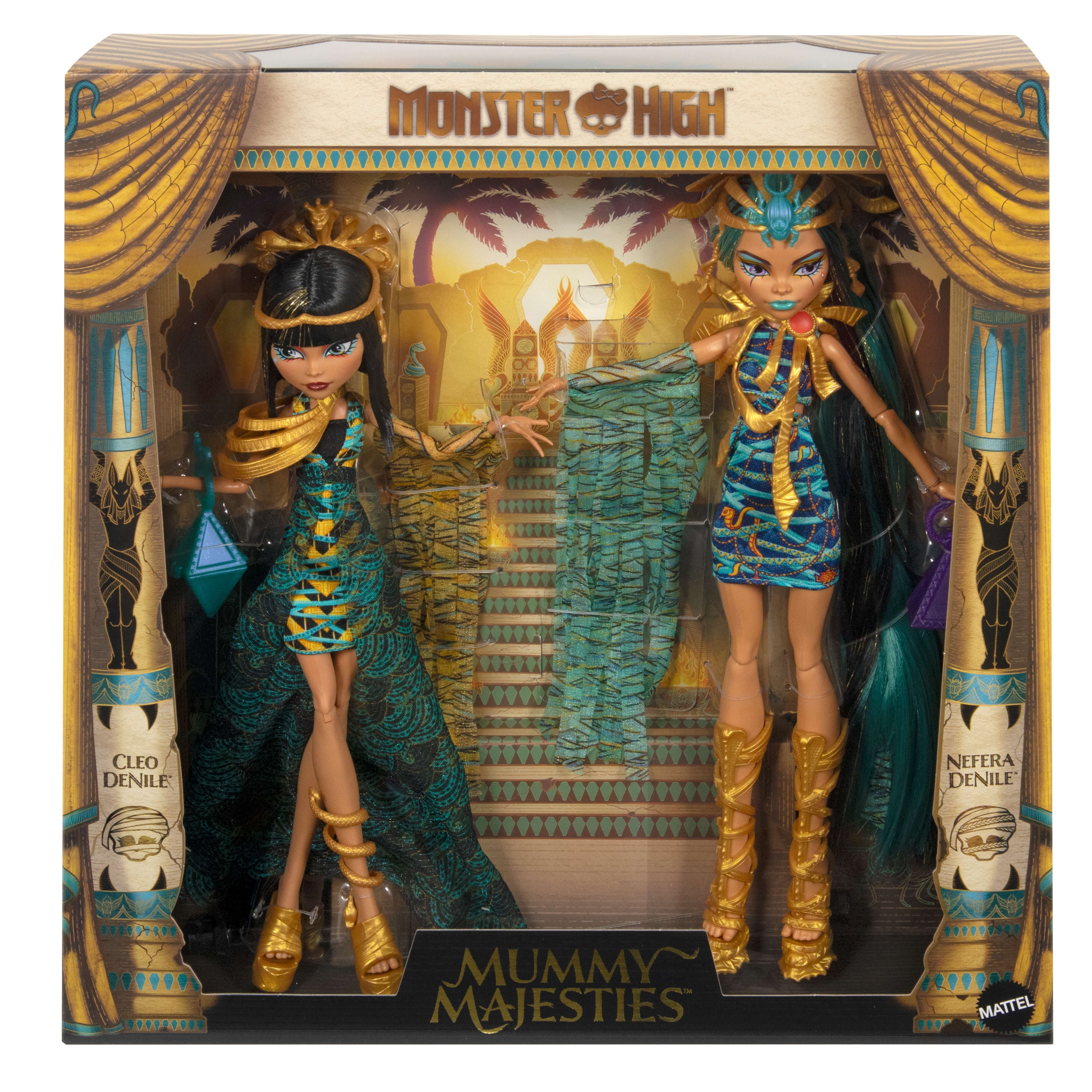 Monster High Mummy Majesties Cleo and Nefera De Nile Collectible Doll Two Pack Walmart