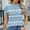 Sky Blue, variant on QUNYINEY Tops for Women Trendy Crew Neck Striped Short Sleeve Casual Sweater Pullover Loose Knit Tops