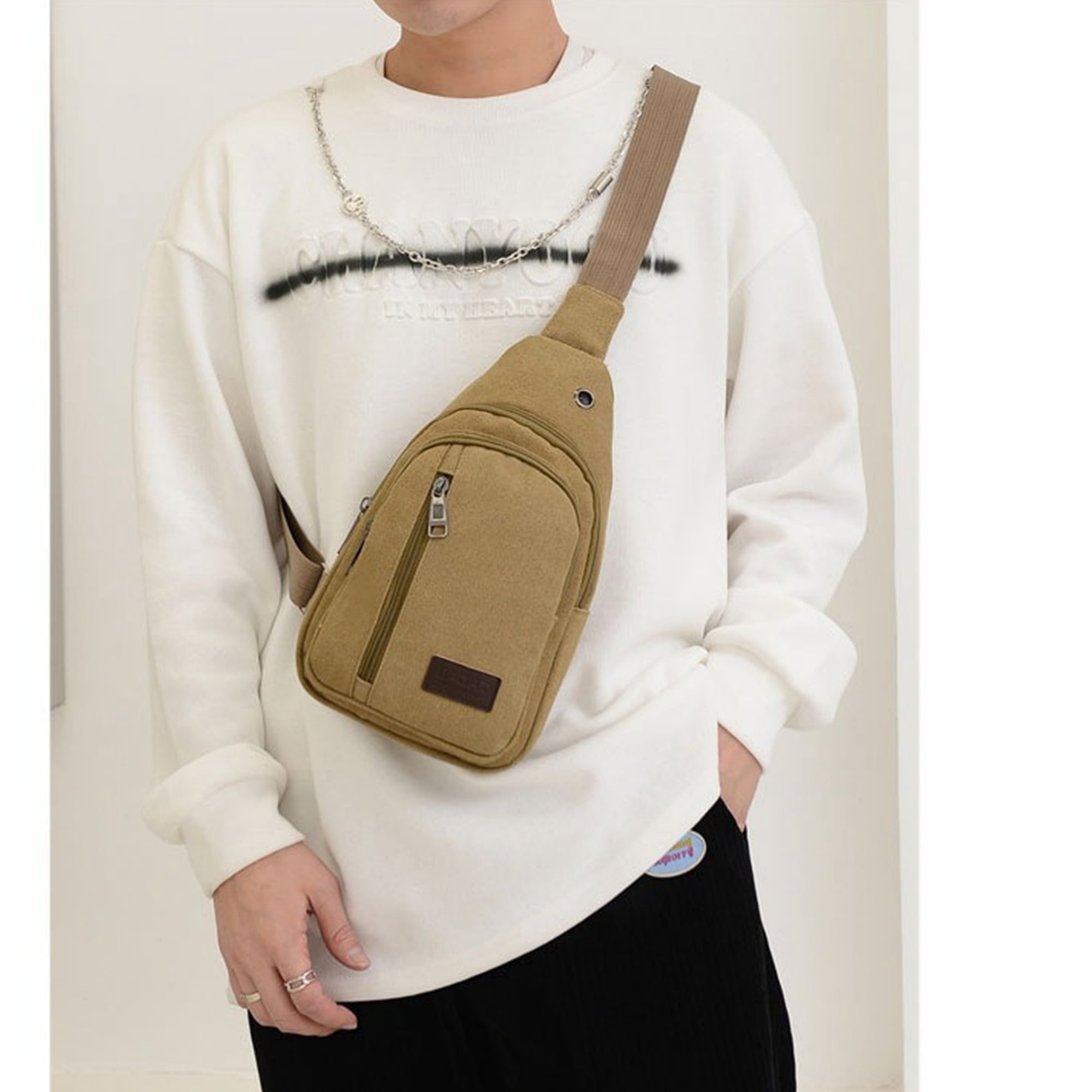 Vobzolite Sling Bag for Men - Crossbody Backpack Perfect for Travel & Hiking - Anti-Theft, Water-Resistant, Tear-Resistant Army Green