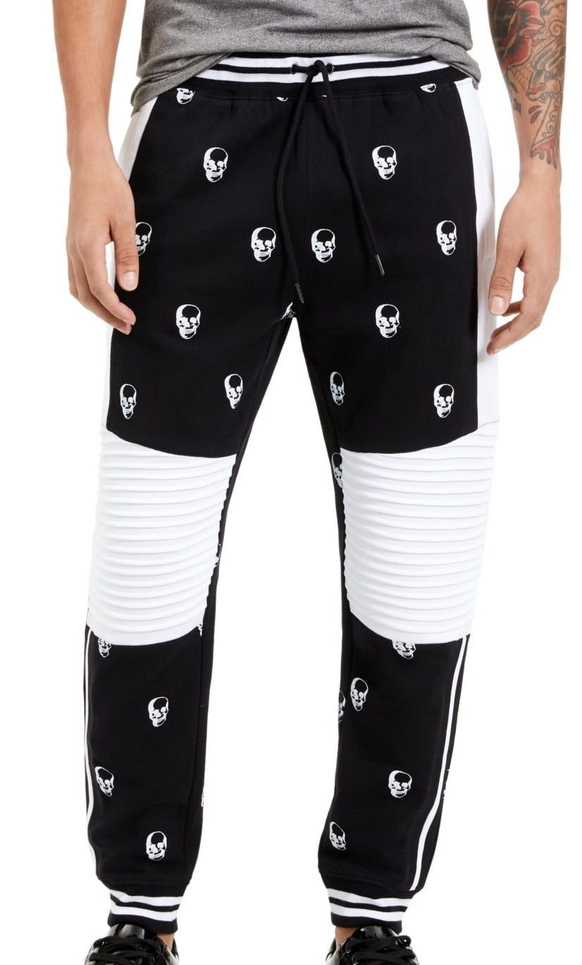 INC Mens Pants White Skull Fleece 
