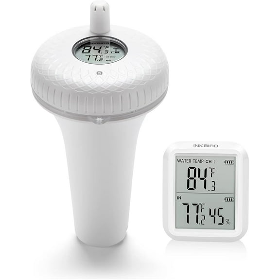 Inkbird IBS-P0R wireless Pool Thermometer & Receiver Set, Floating Thermometer with Easy Read Display, 300ft Remote Range and IPX7 Waterproof for Swimming Pool, Hot Tub, Spa, Hot Spring, and Bath
