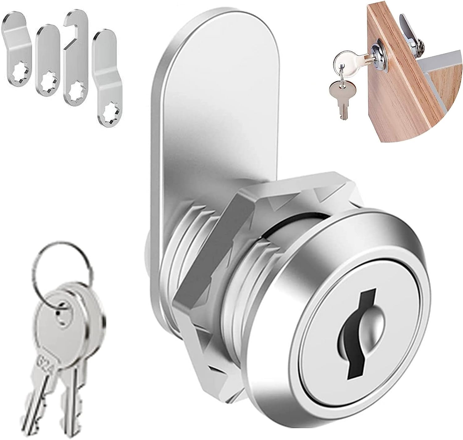 Cam Lock 16 Mm With 4 Different Locking Plates, Security Lock For Letterbox Doors