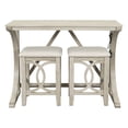 thumbnail image 6 of Triple Tree 3 Piece Adult Farmhouse Rubberwood Space Saving Dining Table with Chair Cream, 6 of 9