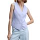 thumbnail image 5 of Camiseta sin mangas con cuello en V estilo informal Top sin mangas para mujer Top corto traje de trabajo de oficina, 5 of 9