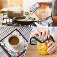 thumbnail image 4 of Pioneer Flower Floral Print Pattern Kitchen Oven Mitt and Pot Holder Sets 2 Pcs for Baking, Cooking and Grilling, Heat Resistant Up To 392 °F, 4 of 7