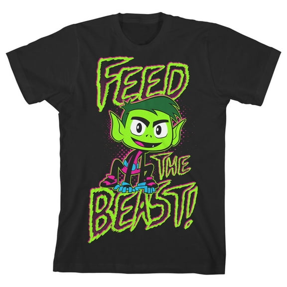 Teen Titans Go Feed the Beast Boy's Black T-shirt-M