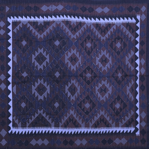 Ahgly Company Indoor Square Oriental Blue Traditional Area Rugs, 3' Square