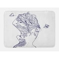 thumbnail image 1 of Girls Bath Mat, Young Girl with Tattoos and Butterflies Free Your Soul Inspired Long Hair Feminine, Non-Slip Plush Mat Bathroom Kitchen Laundry Room Decor, 29.5 X 17.5 Inches, Purple White, Ambesonne, 1 of 2