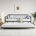 thumbnail image 2 of Gzxs Modern Metal Daybed with Trundle, Heavy Duty Steel Slat Support Sofa Bed with Headboard, No Box Spring Needed, Twin Size, Black, 2 of 9
