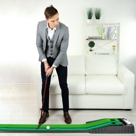 Putting Green with Gravity Fed Golf Ball Return-Indoor Outdoor Portable Practice Mat for Home, Office, Beginners or Experienced Golfers by Hey!