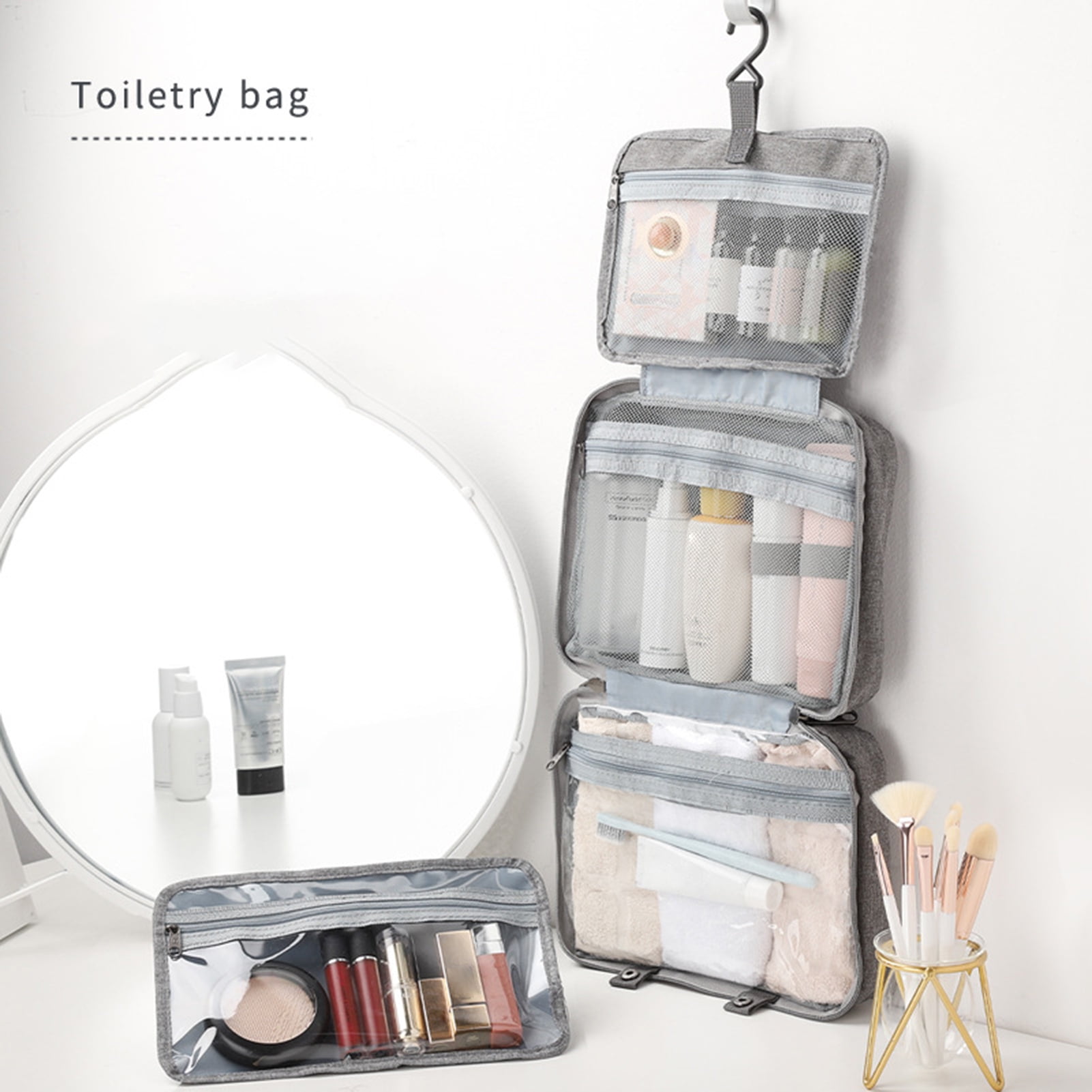 Dream Lifestyle Travel Toiletry Bag with Hanging Hook, Waterresistant Makeup Cosmetic Bag