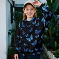thumbnail image 2 of Uorisanigo Blue Butterfly Sweatshirt for Kids Fashion Girls Half Zip Sweatshirt Long Sleeve Pullover Crop Tops Soft Lightweight Oversized Sweatshirts Pullover Jackets Outerwear, 2 of 7