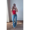 thumbnail image 2 of Thea Flying Monkey Women's High Rise Flare Jeans, Distressed 90s Fit, Medium Wash, 2 of 8