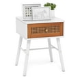 thumbnail image 1 of Costway 1 PCS Nightstand with Storage Drawer Rattan Decoration Solid Wood Legs for Bedroom, 1 of 8