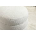 thumbnail image 5 of Round Storage Ottoman, Boucle Fabric with Wooden Shelving, Flip-Top Dual-Use Design, Versatile Footstool for Living Room, Bedroom & Vanity, White, 5 of 8