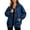 Dark Blue, variant on Women Oversized Hooded Zip‑Up Denim Trucker Jacket Drawstring Hood Long‑Sleeve Relaxed‑Fit Jean Coat With Pockets Fall Winter Street‑Wear Outerwear