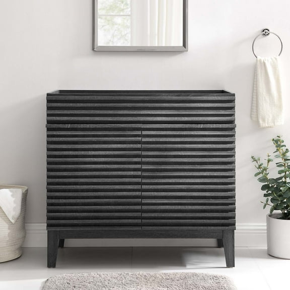 Modway Render 36" Bathroom Vanity Cabinet in Charcoal