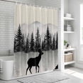 thumbnail image 6 of Deer Forest Shower Curtain, Waterproof Shower Curtains for Bathroom, Farmhouse Vintage Nature Trees Mountain Washable Fabric Bathtub Curtain Set Bath Decor with 12 Hooks 48"x72", 6 of 8
