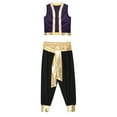 thumbnail image 3 of YiZYiF Mens Arabian Prince Toad Costume Aladin Genius Role Play Halloween Party Fancy Dress Up Vest with Pants Purple&Black XL, 3 of 5