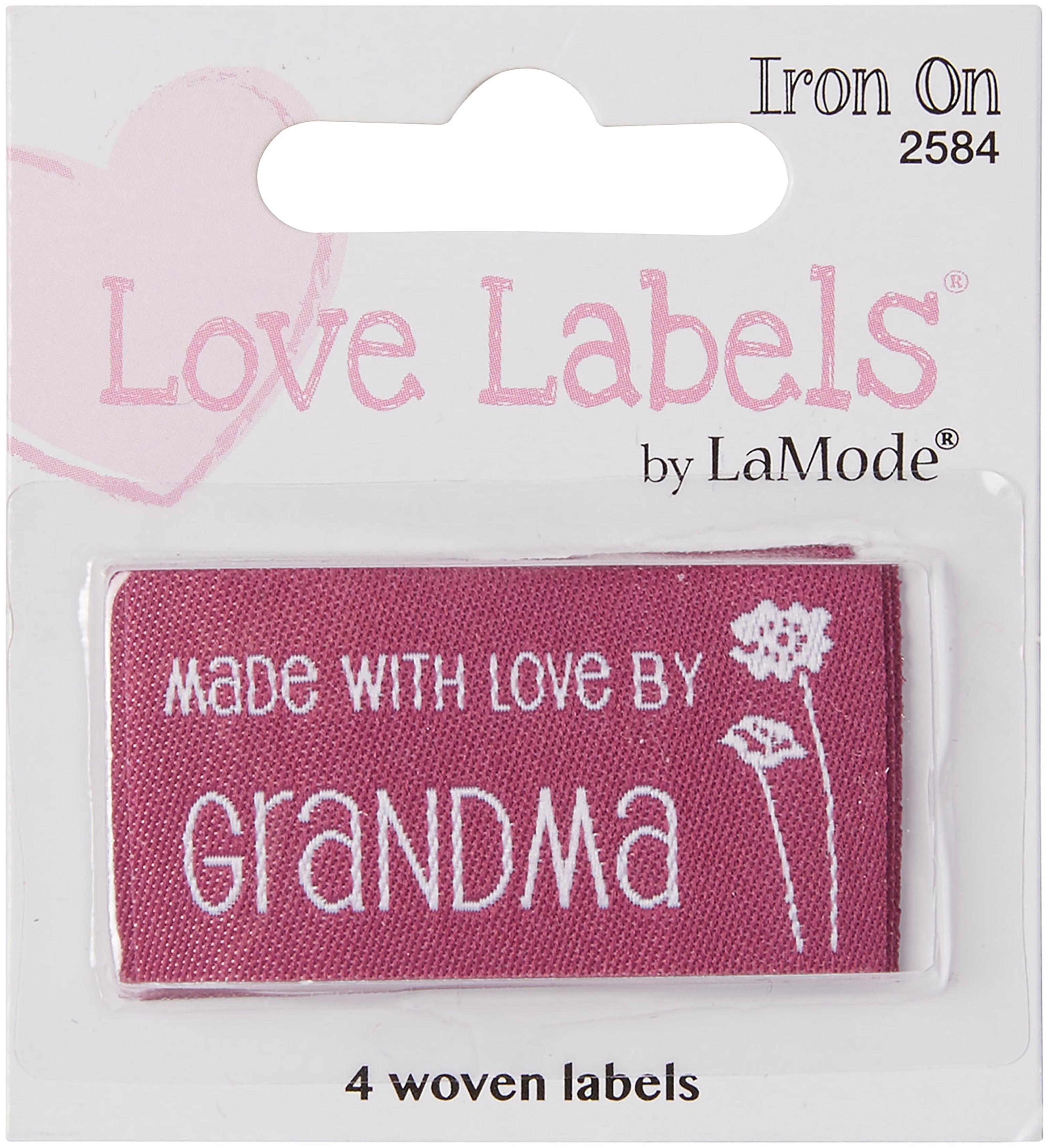 BLUMENTHAL LANSING 4 LOVE LABELS "MADE WITH LOVE BY GRANDMA" IRON ON LABELS 