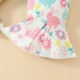 thumbnail image 7 of Edvintorg 3-18Months Easter Girls Fashion Outfits Kids Clothes Girls Rabbit Printed Short Sleeve Bodysuit Flared Pants Set Hair Accessories 3Pcs/Set, 7 of 7