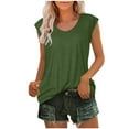 thumbnail image 1 of AherBiu Hauts d'Été pour Femmes Confortables Basiques Amples Manches Courtes T-Shirts Fluides Col Rond Tuniques, 1 of 6