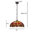 thumbnail image 5 of CHLOE Lighting EMPRESS Tiffany-style Blackish Bronze 3 Light Hanging Pendant 18" Wide, Red And Yellow, 5 of 5