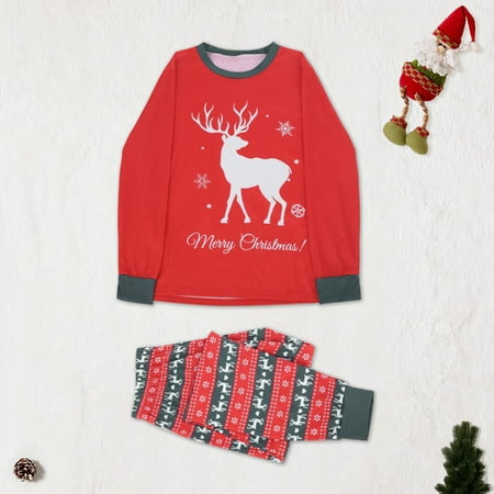 

Christmas Gifts Family Matching Outfits Christmas Pajamas Set Striped Xmas Sleepwear Homewear Pj for Mom Imitation Cotton Red Xl