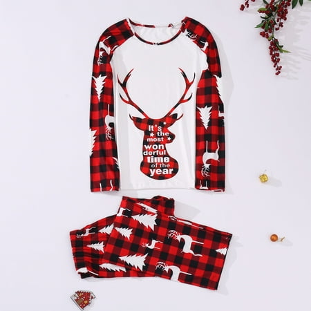 

KEVCHE Family Christmas Outfits Matching Sets Party Pajamas Family Xmas Raglan Shirt Holiday Loungewear - Wine M