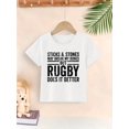 thumbnail image 1 of Rugby T-shirt - Youngsters' Rugby Graphic Tee - "Sticks & Stones May Break My But Rugby Does It Better" Print, White Crew Neck Short Sleeve Shirt, Perfect for Summer Play & Casual W, 1 of 6
